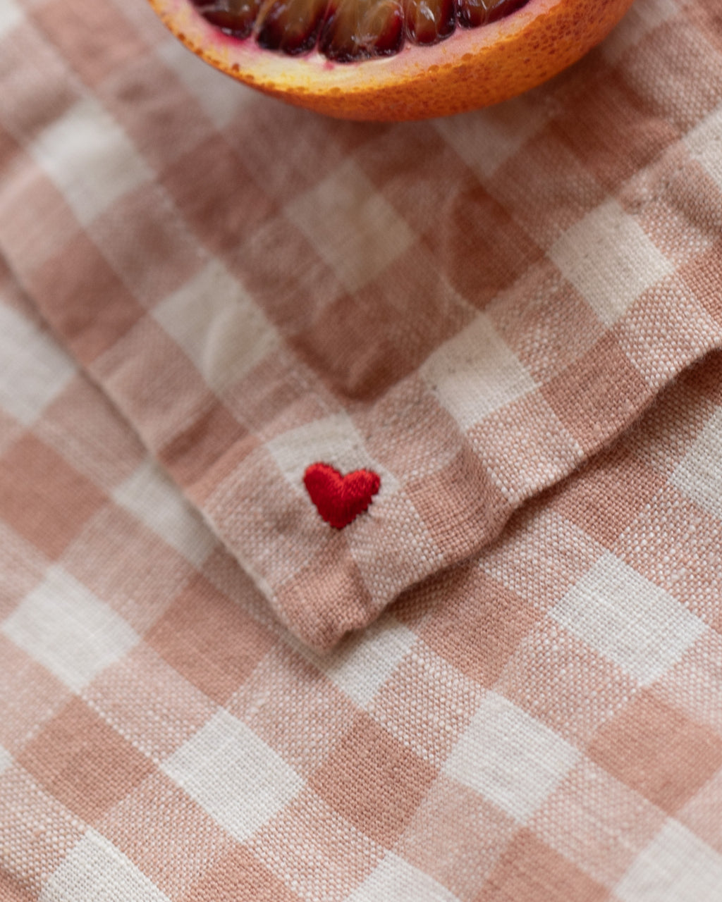 סט מפיות פשתן- ורוד משובץ