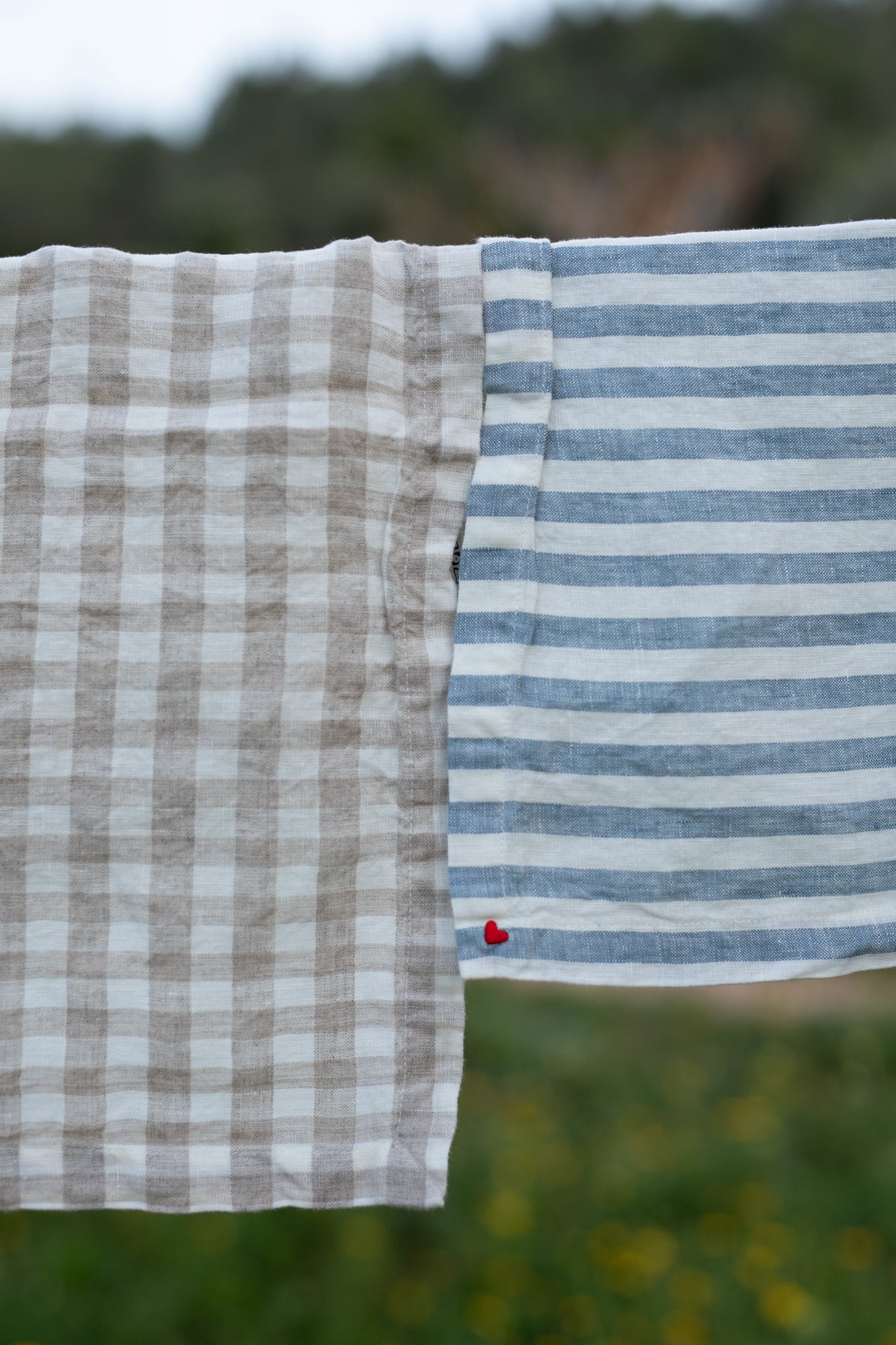 סט מפיות פשתן- פסים כחולים