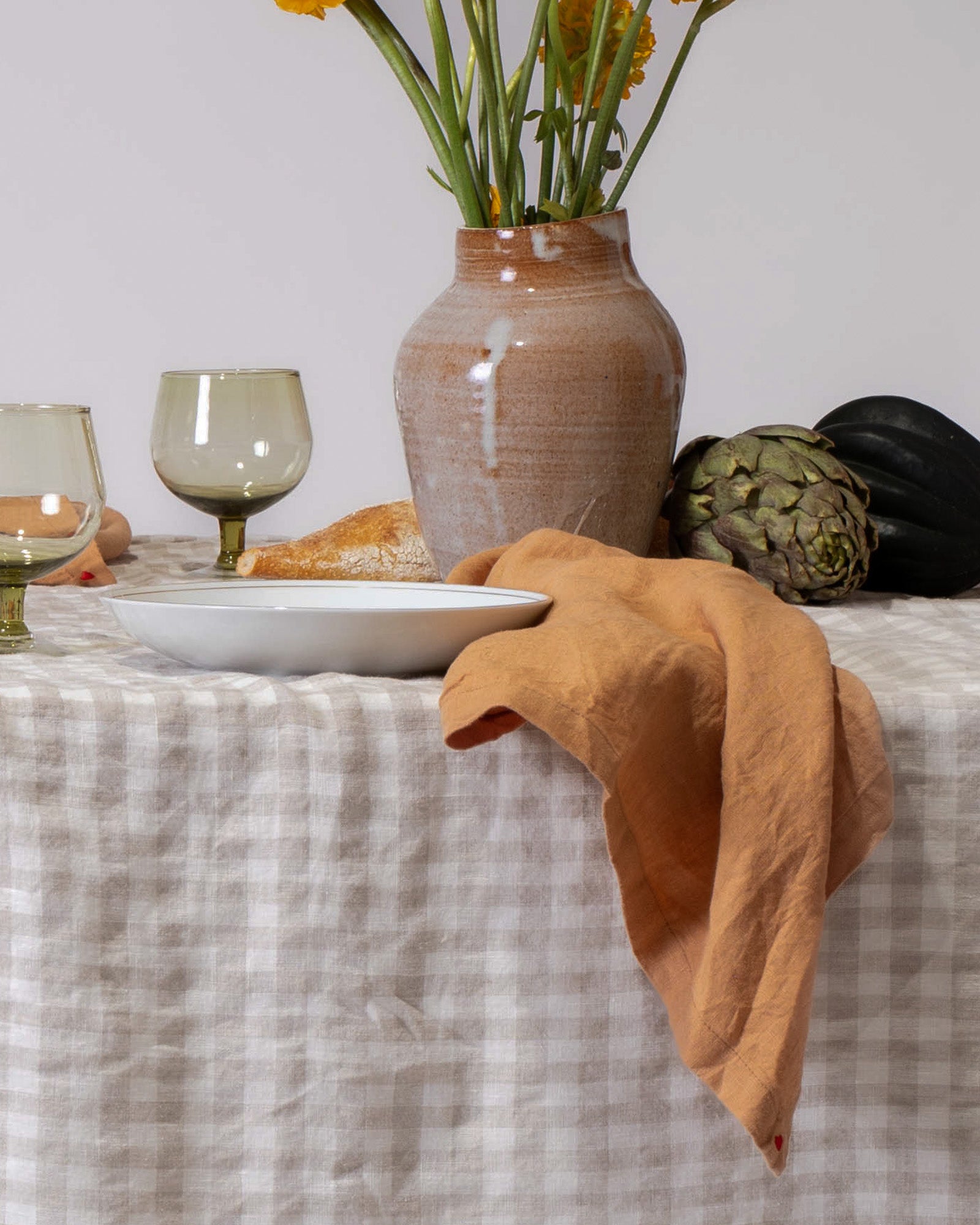 מפת פשתן- טבעי משובץ