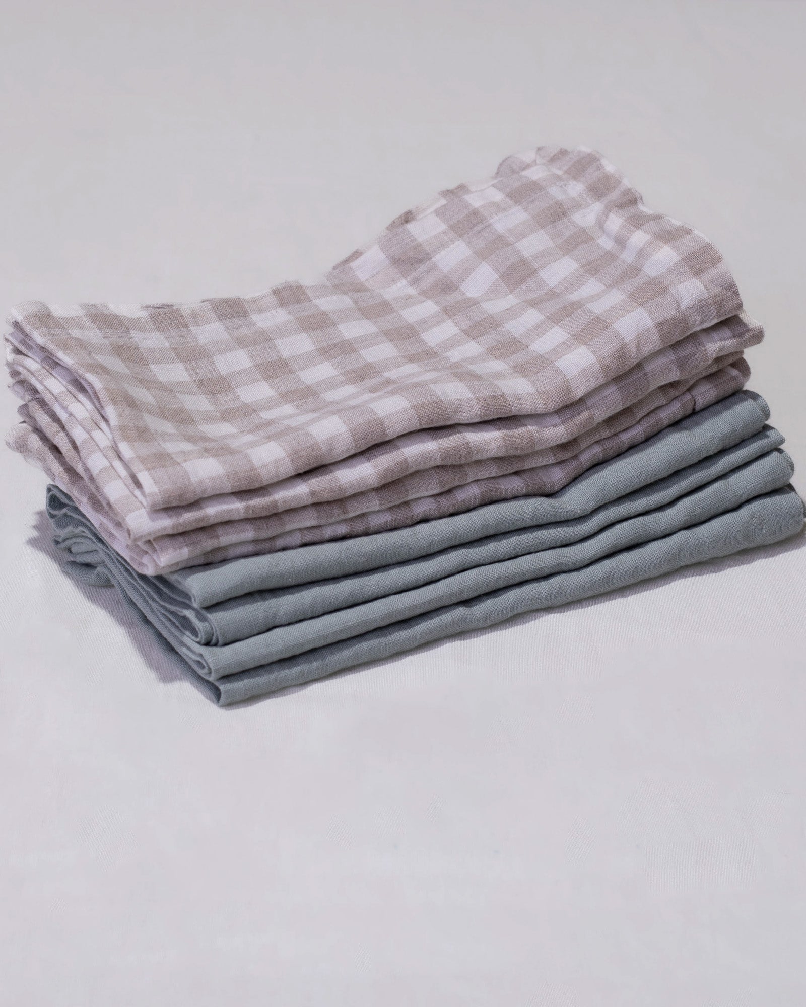 סט מפיות פשתן- טבעי משובץ