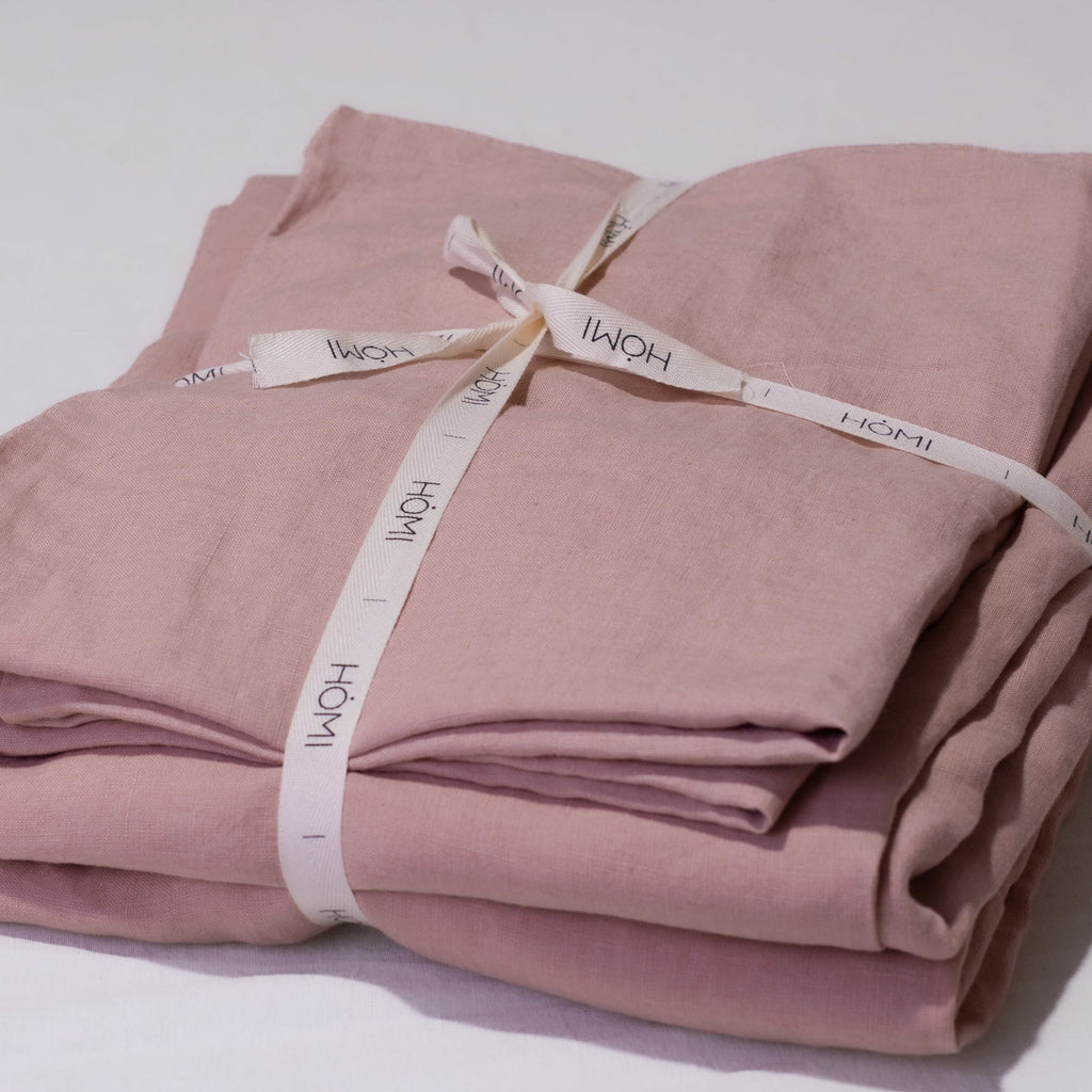 מצעי פשתן - ורוד עתיק