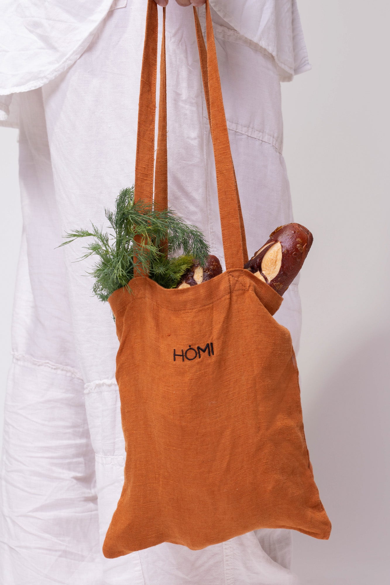 תיק צד פשתן- טרקוטה