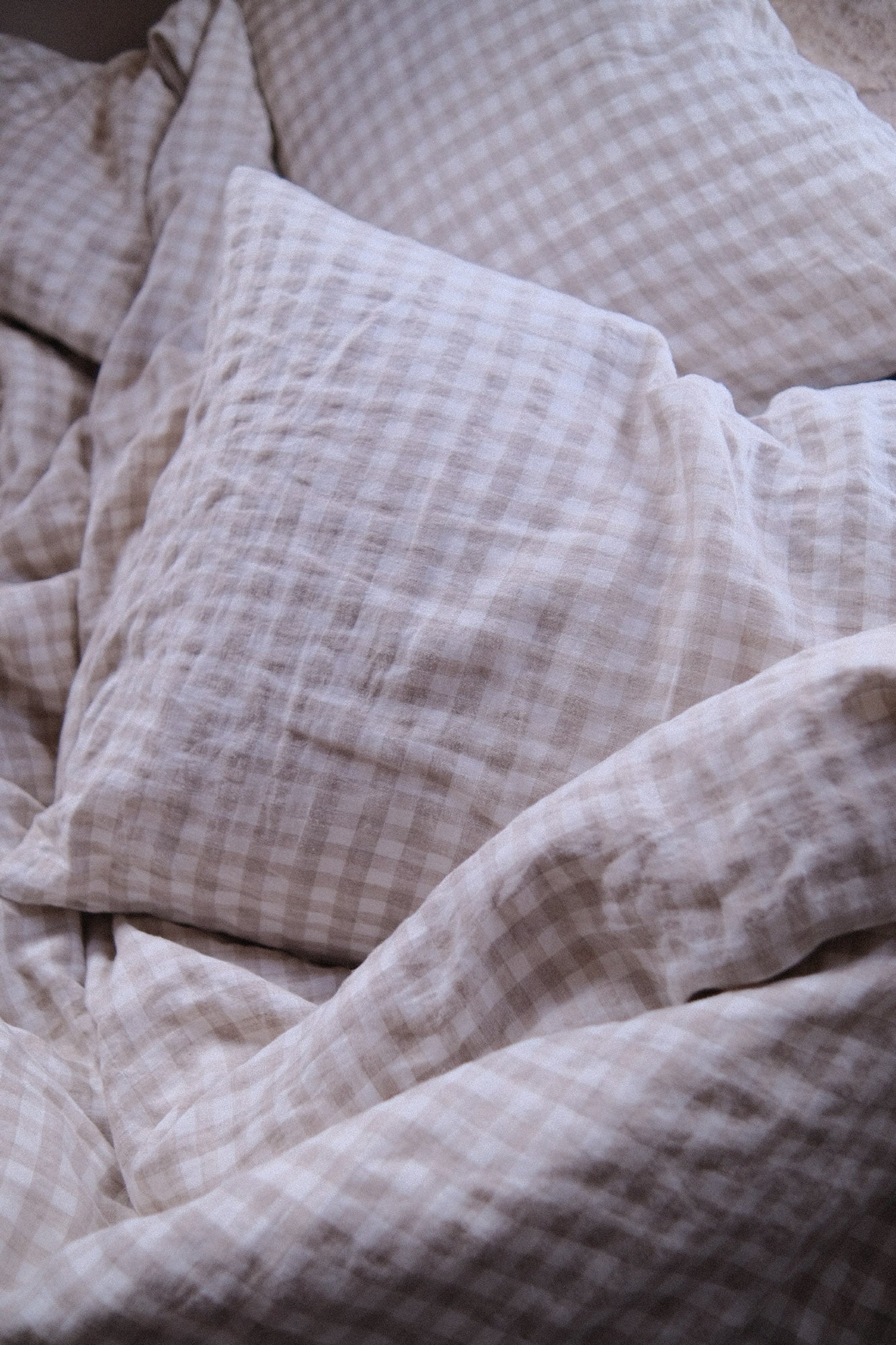 מצעי פשתן - טבעי משובץ