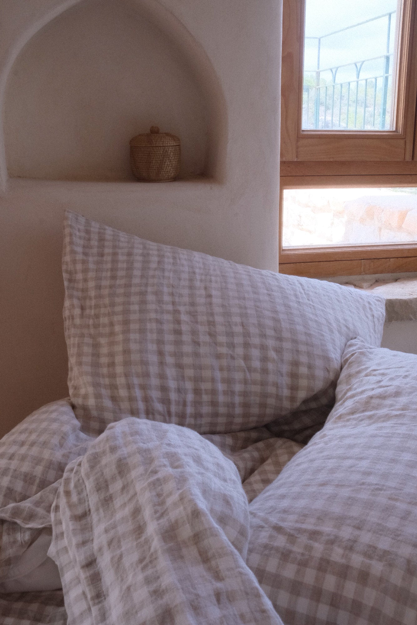 מצעי פשתן - טבעי משובץ