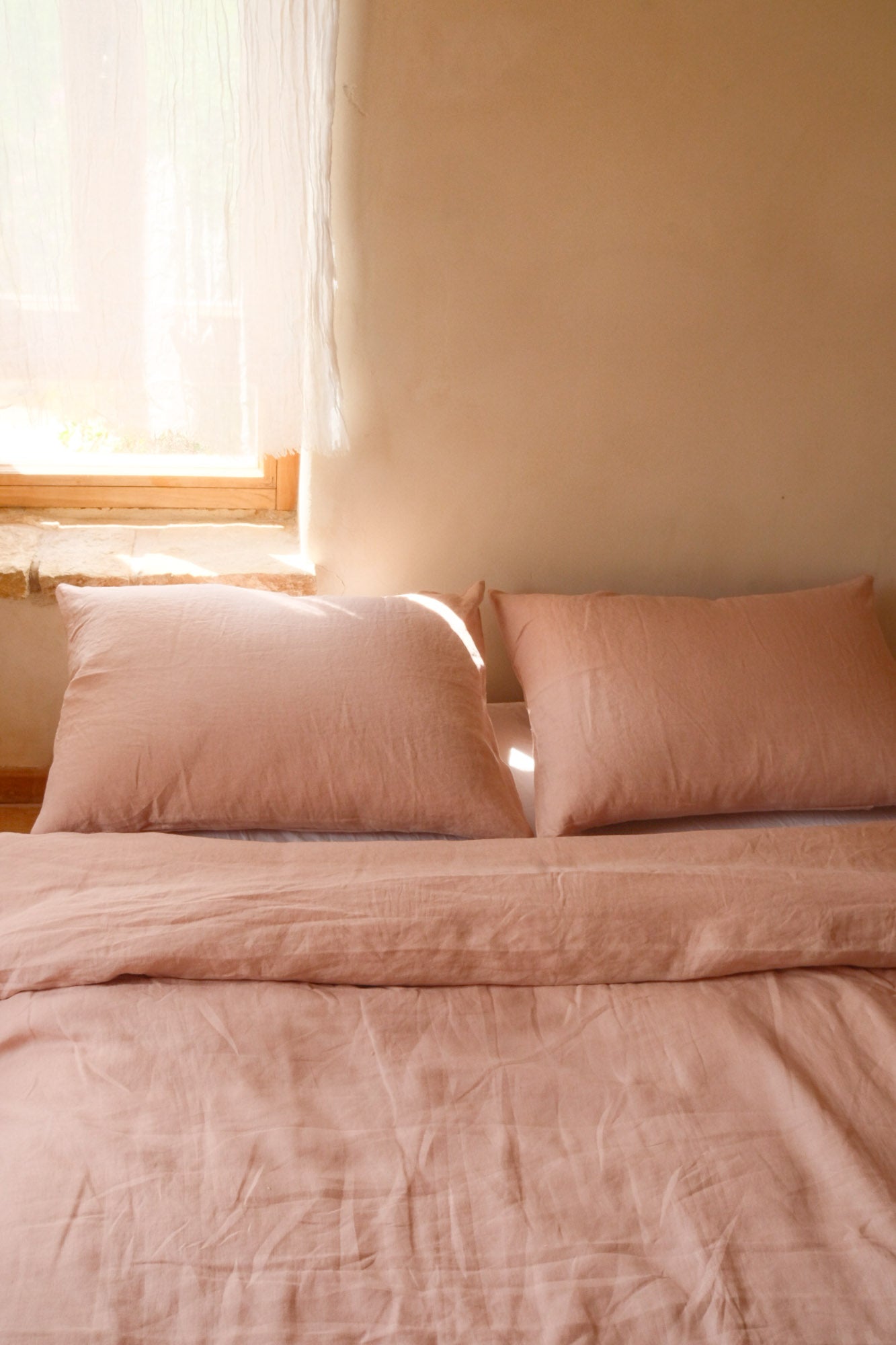 מצעי פשתן - ורוד עתיק