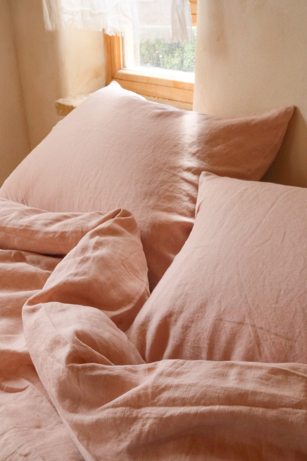 מצעי פשתן - ורוד עתיק