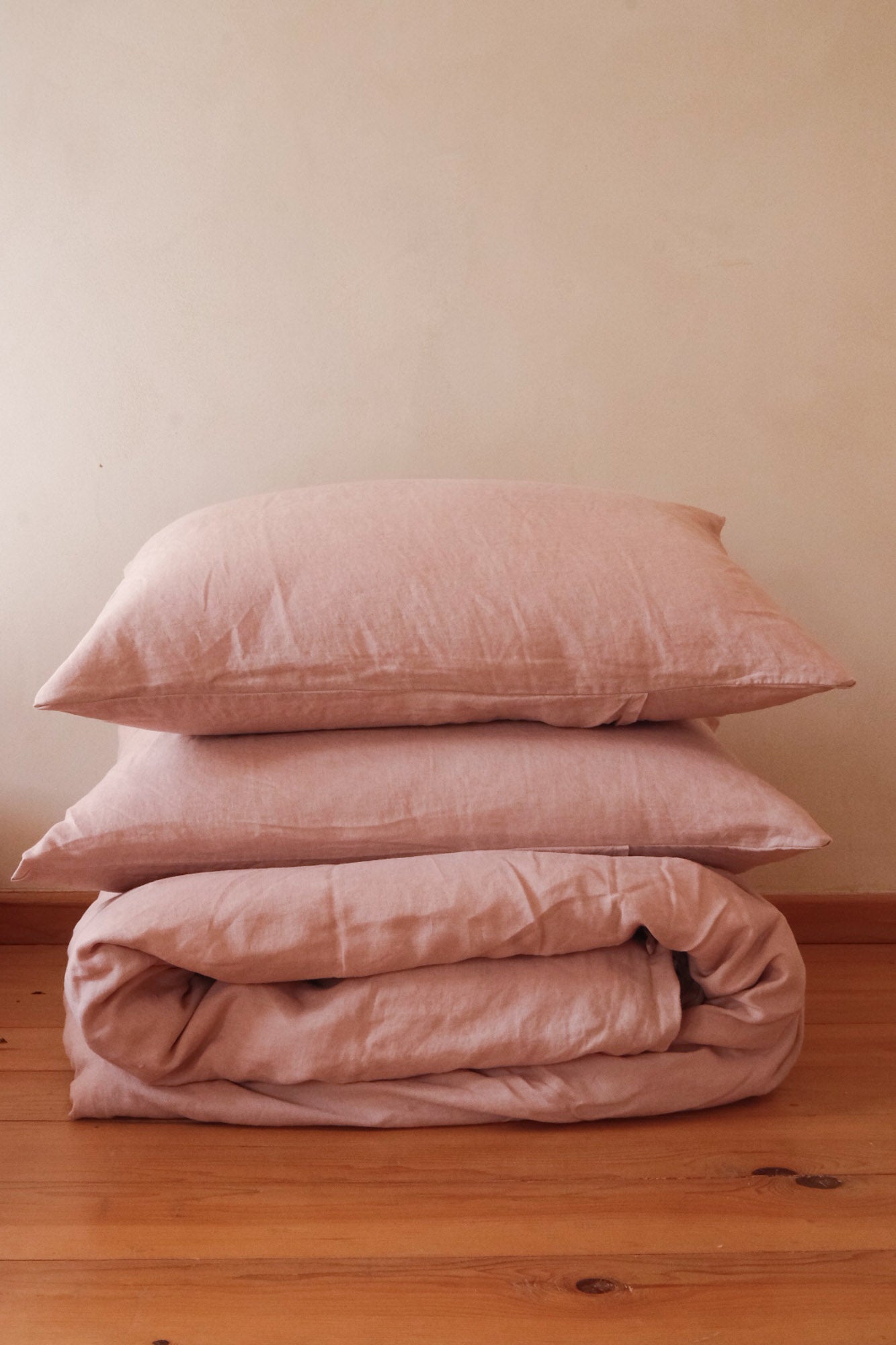 מצעי פשתן - ורוד עתיק